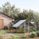 easycomfort pollaio da giardino con telaio zincato copertura impermeabile e rete esagonale 3x8x2m argento