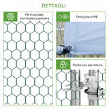 easycomfort pollaio da giardino con telaio zincato copertura impermeabile e rete esagonale 3x8x2m argento