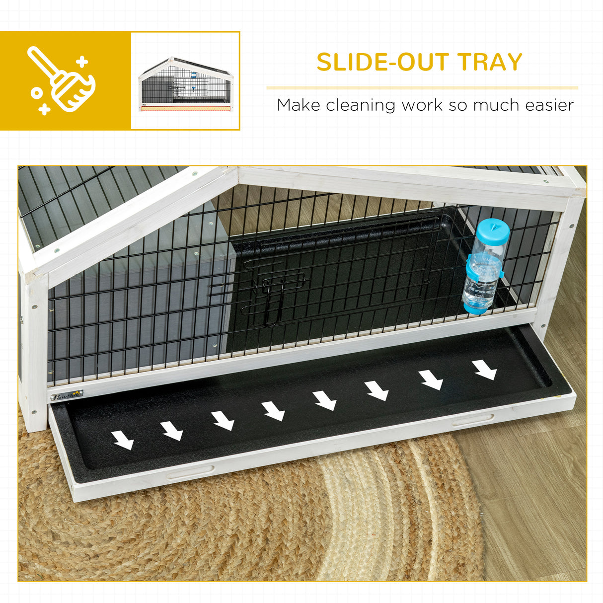 easycomfort conigliera in legno con casetta e area aperta per 1 coniglio 90x53x50cm grigio scuro