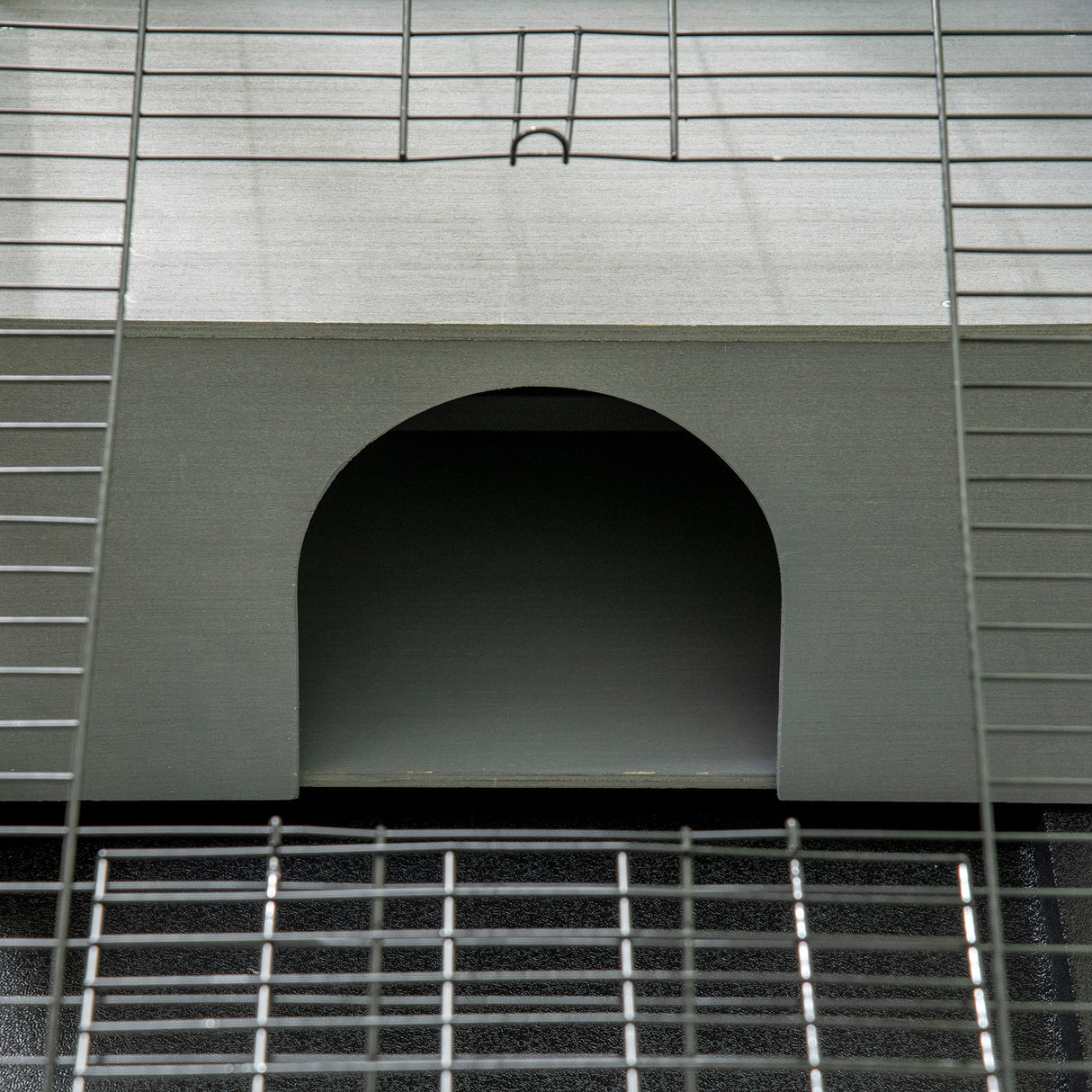 easycomfort conigliera in legno con casetta e area aperta per 1 coniglio 90x53x50cm grigio scuro