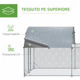 easycomfort recinto per galline da esterno in acciaio con telo di copertura in pe anti uv 570x280cm