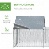 easycomfort pollaio da giardino per 15 18 galline in acciaio zincato e pe con tettoia e serratura 600x300x195 cm