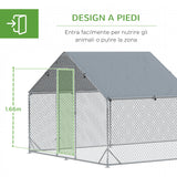 easycomfort pollaio da giardino per 15 18 galline in acciaio zincato e pe con tettoia e serratura 600x300x195 cm