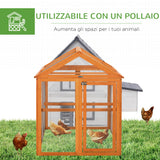 easycomfort easycomfort gabbia per galline in legno con porte multiple e rete in metallo 140x88 5x106cm arancione