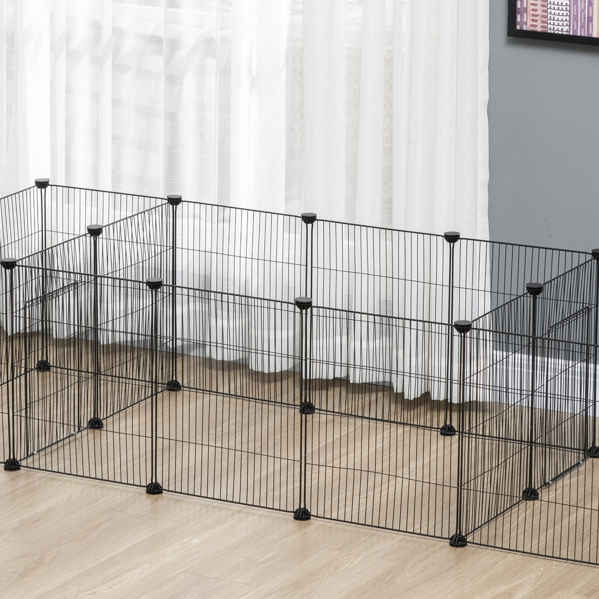 easycomfort gabbia per porcellini d india recinto per piccoli animali 18 pz con porta 175x70x45cm nero