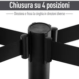 easycomfort easycomfort colonnine separacode colonnina segnapercorso con nastro nero in acciaio inox 200x32x90cm