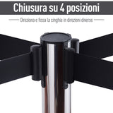 easycomfort easycomfort colonnine segnapercorso con nastri neri di 2m separa in acciaio inox e nylon 200x32x90cm