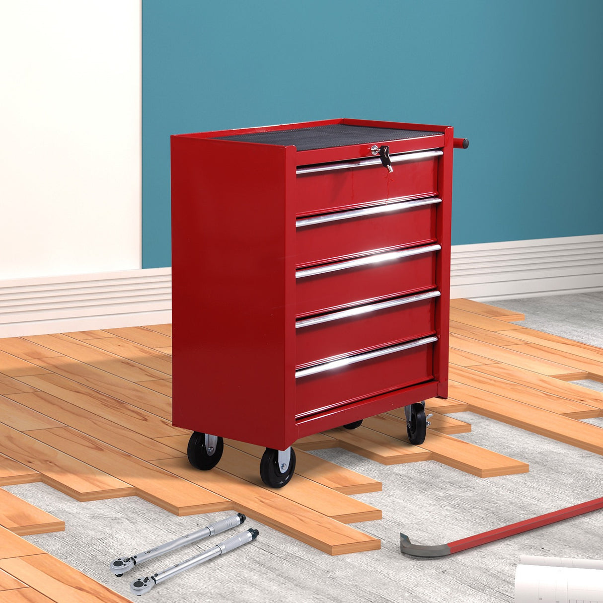 easycomfort easycomfort carrello cassettiera porta utensili per officina rosso 67.5x33x77cm
