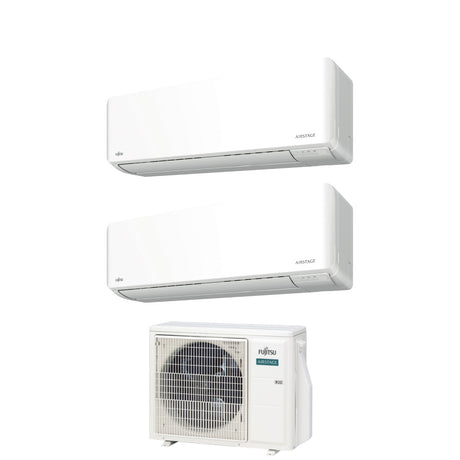 climatizzatore condizionatore fujitsu dual split inverter serie km 9_9 con aoyg14kbta2 r 32 wi fi integrato 9000_9000