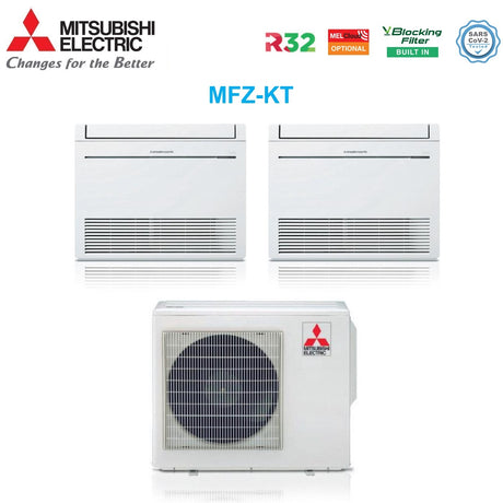 climatizzatore condizionatore mitsubishi electric pavimento dual split inverter serie mfz kt 9_12 con mxz 3f54vf r 32 wi fi optional con telecomando incluso 9000_12000