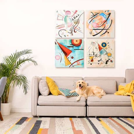 easycomfort easycomfort stampa su tela astratta in legno di pino 4 pezzi 60x60cm per casa e ufficio multicolore