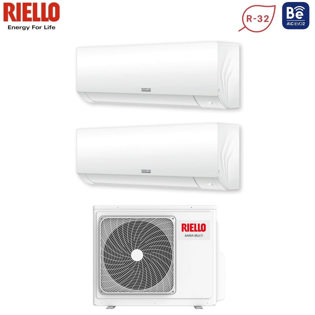 Condizionatore Dual Split Riello Aaria Plus I 12+12 con AARIA MULTI 250 PI R-32 Wi-Fi Integrato
