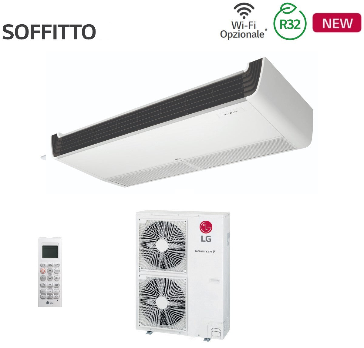 lg condizionatore lg soffitto inverter 48000 btu uv48r monofase r 32 wi fi optional con comando incluso