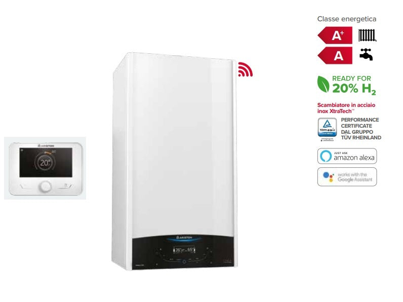 caldaia ariston a condensazione genus one_ net 35 kw low nox metano o gpl con kit fumi omaggio sensys hd di serie wi fi alexa e google home novita