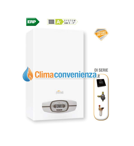 caldaia ferroli bluehelix top rrt 28c a condensazione metano o gpl completa di kit scarico fumi comando remoto defangatore e dosatore di serie 0t3f2xwa novita