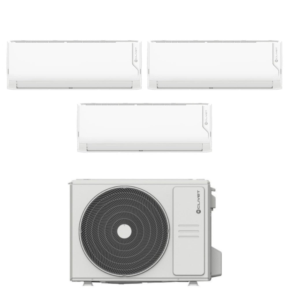 climatizzatore condizionatore clivet trial split inverter serie cristallo 9+9+12 con mu2 y 79m r 32 wi fi integrato 9000+9000+12000