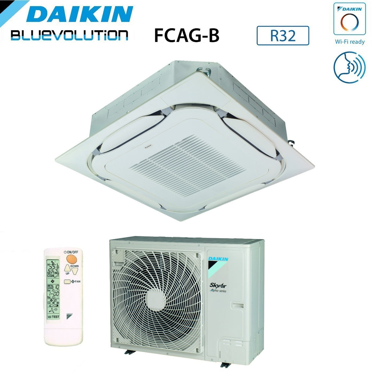 climatizzatore condizionatore daikin bluevolution a cassetta round flow 24000 btu fcag71b _ rzag71ny1 trifase r 32 wi fi optional con griglia standard inclusa