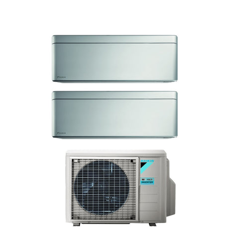 climatizzatore condizionatore daikin bluevolution dual split inverter serie stylish total silver 9_15 con 2mxm68n r 32 wi fi integrato 9000_15000 colore grigio garanzia italiana