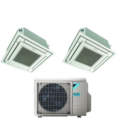 climatizzatore condizionatore daikin bluevolution inverter dual split a cassetta ffa a 9_9 con 2mxm40m r 32 wi fi optional con comando a filo e griglia bianca 9000_9000 garanzia italiana