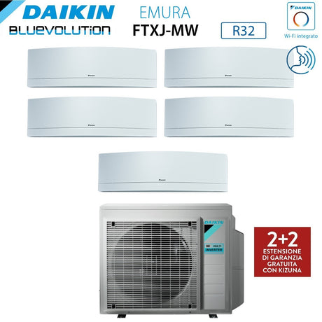 climatizzatore condizionatore daikin bluevolution penta split inverter serie emura white 7_7_9_9_12 con 5mxm90n r 32 wi fi integrato 7000_7000_9000_9000_12000 colore bianco garanzia italiana