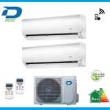 climatizzatore condizionatore diloc dual split inverter serie wall 12_12 con wall out200 classe a__ 12000_12000 wi fi incluso