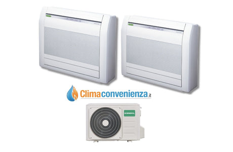climatizzatore condizionatore dual split inverter pavimento fujitsu general serie lvca 9000_12000 con aohg18lac2 9_12 copia