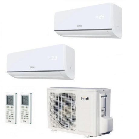 climatizzatore condizionatore ferroli dual split inverter r32 serie aster m 3.2 7000_9000 con 18 2 7_9