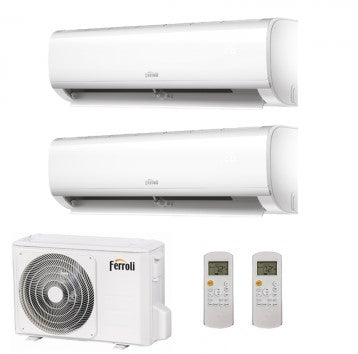 climatizzatore condizionatore ferroli dual split inverter serie ambra m 7_9 con 18 2 r 32 wi fi integrato 7000_9000 novit