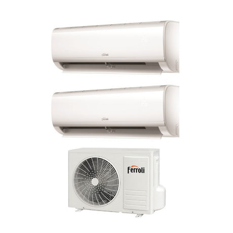 climatizzatore condizionatore ferroli dual split inverter serie ambra m 9_12 con 14 2 r 32 wi fi integrato 9000_12000 novita