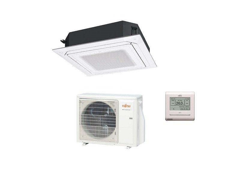 climatizzatore condizionatore fujitsu cassetta 4 vie serie eco kr circular flow 45000 btu r 32 cod. 3ngf88155 white auxg45krlb novita copia