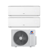 climatizzatore condizionatore gree dual split inverter serie amber plus 12_18 con gwhd 24 nk6oo r 32 wi fi integrato 12000_18000