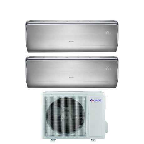climatizzatore condizionatore gree dual split inverter serie u crown 9_12 con gwhd 14 nk6oo r 32 wi fi integrato 9000_12000