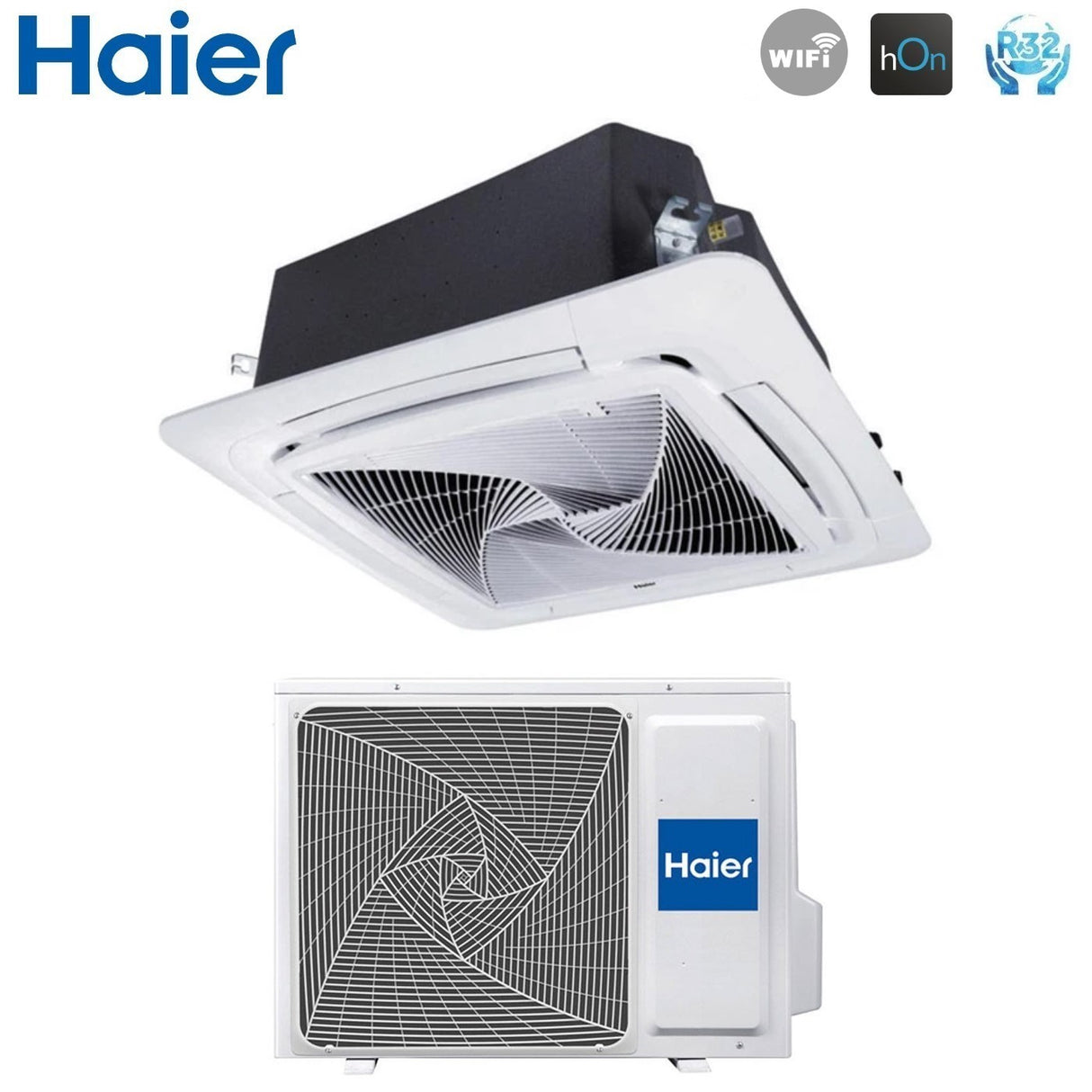 climatizzatore condizionatore haier cassetta 90x90 round flow 24000 btu ab71s2sg1fa r 32 wi fi optional con pannello no sensor incluso