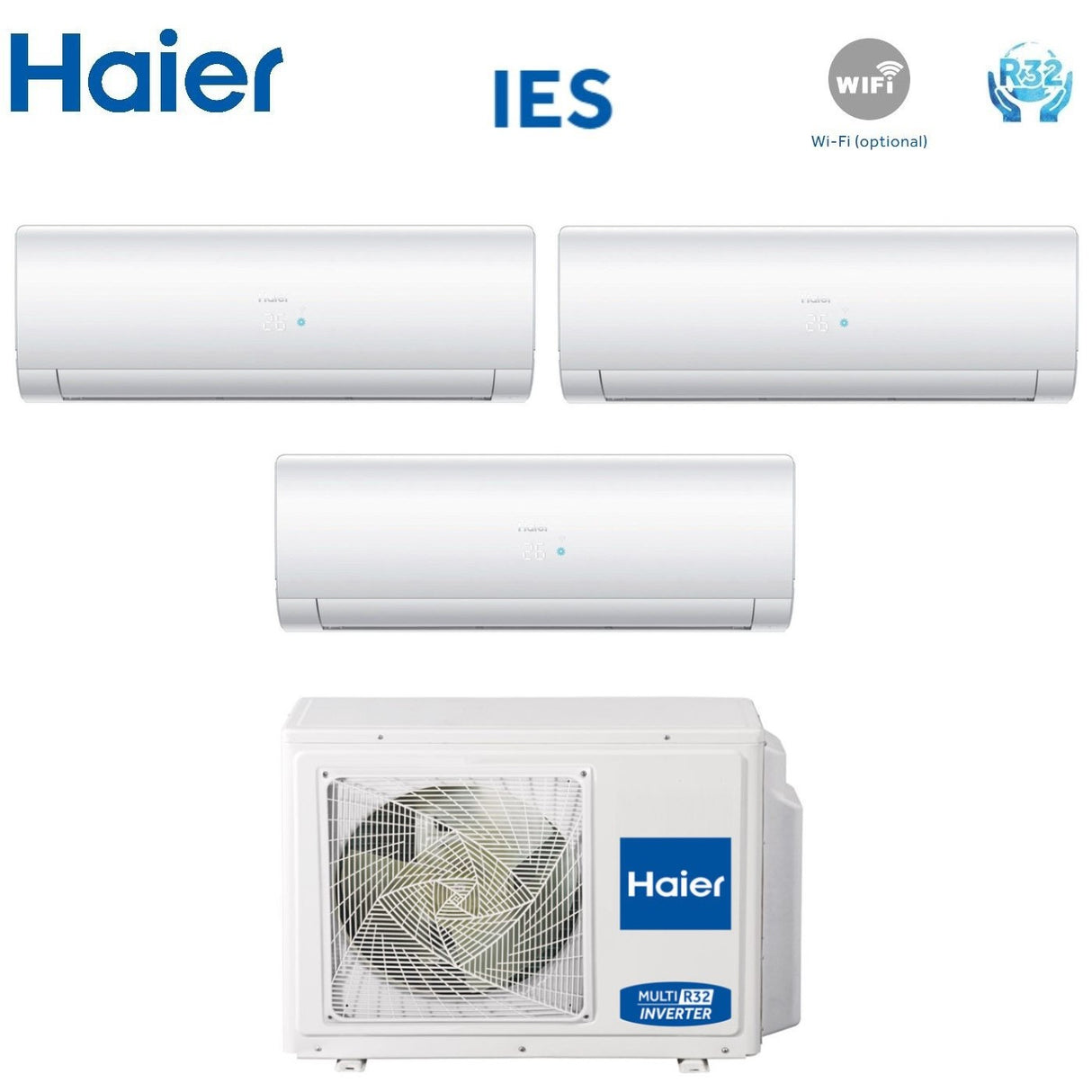 climatizzatore condizionatore haier trial split inverter serie ies 9_9_12 con 3u70s2sr2fa gas r 32 9000_9000_12000 wi fi optional