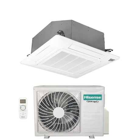 climatizzatore condizionatore hisense a cassetta 12000 btu act35ur4rcc8 + auw35u4rs4 r 32 wi fi optional con telecomando e pannello incluso