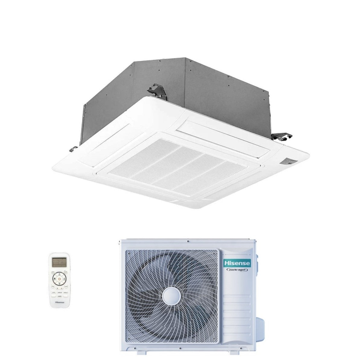 climatizzatore condizionatore hisense a cassetta 24000 btu auc71ur4rgb4+auw71u4rj7 r 32 wi fi optional con telecomando e pannello incluso   novita