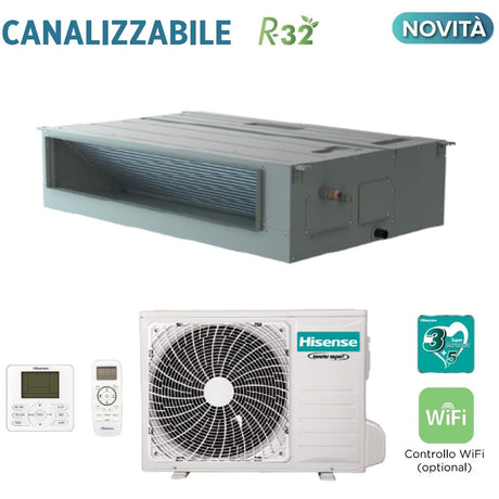 climatizzatore condizionatore hisense canalizzato canalizzabile r 32 36000 btu aud90ux4rdh4 a__ con comando remoto e cablato novita