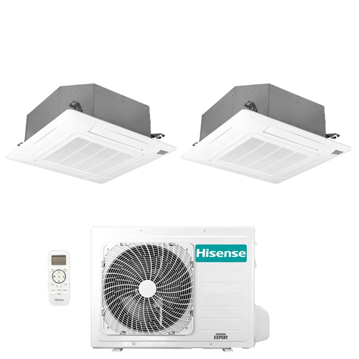 climatizzatore condizionatore hisense dual split a cassetta 9_12 con 2amw50u4rxa r 32 wi fi optional 9000_12000 telecomando e pannello incluso novita 7162