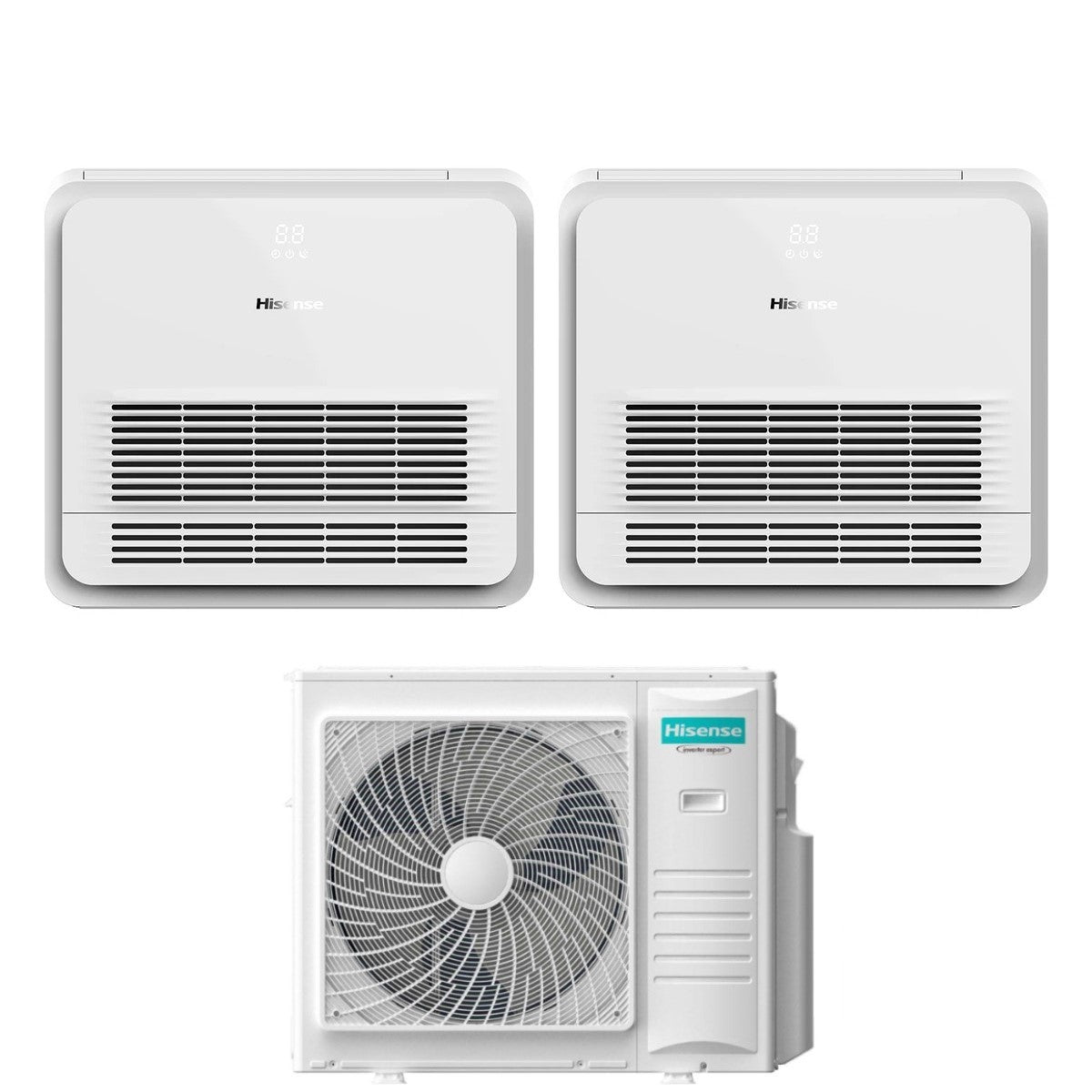climatizzatore condizionatore hisense dual split console 18+18 con 4amw105u4raa r 32 wi fi optional con telecomando di serie 18000+18000