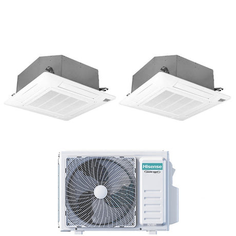 climatizzatore condizionatore hisense dual split inverter a cassetta 9_9 con 2amw42u4rgc r 32 wi fi optional 9000_9000 con telecomando e pannello incluso