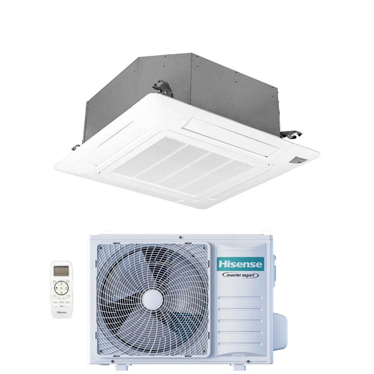 climatizzatore condizionatore hisense inverter a cassetta serie turbo 9000 btu act26ur4rcc8 _ auw26u4rs8 r 32 wi fi optional classe a__ a_ con telecomando e pannello incluso