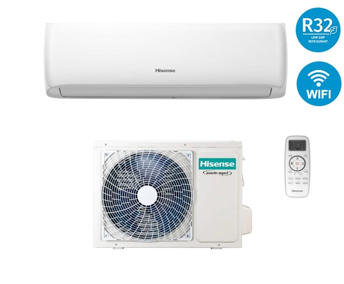 climatizzatore condizionatore hisense inverter serie eco smart 12000 btu cd35yr3fg + cd35yr3fw wi fi integrato r 32