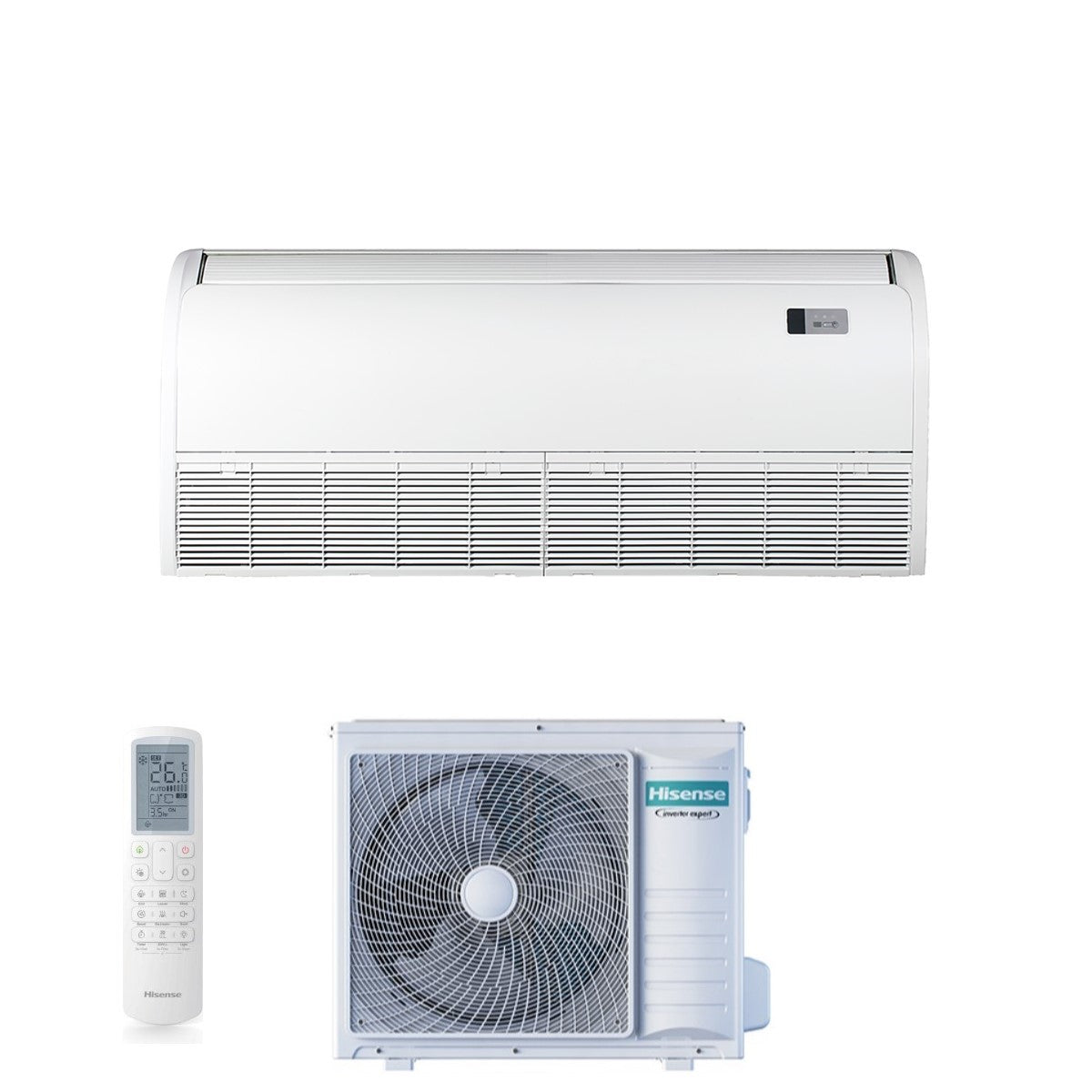 climatizzatore condizionatore hisense inverter soffitto pavimento serie super 36000 btu auv105ur4rc8 _ auw105u4rk7 r 32 wi fi optional classe a__ a_ con telecomando di serie incluso