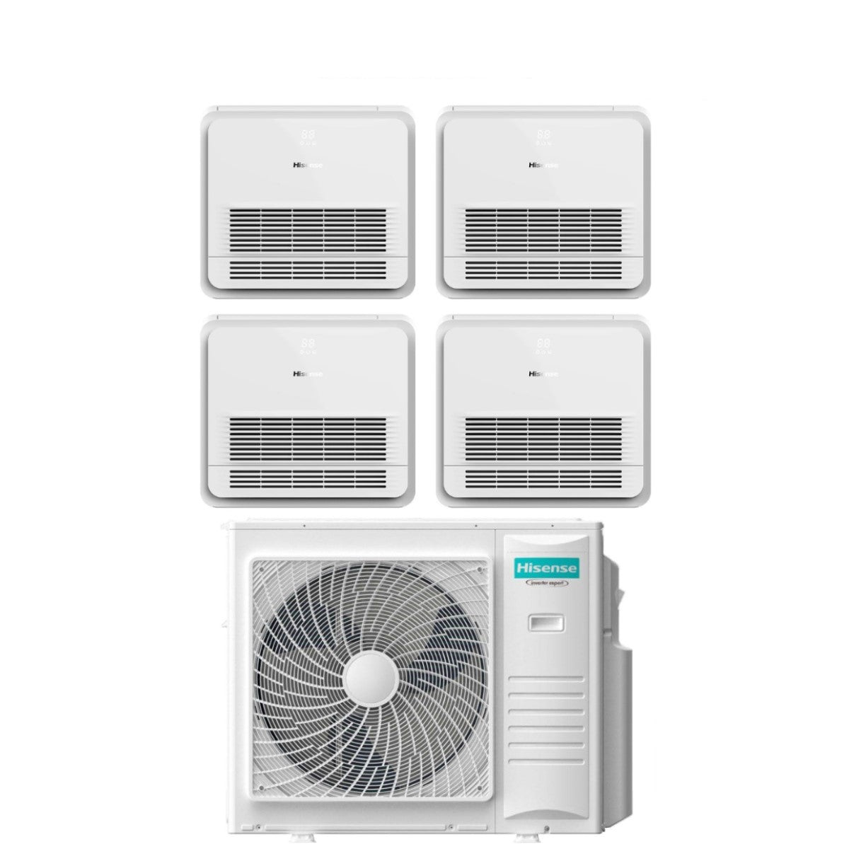 climatizzatore condizionatore hisense quadri split console akt 9_9_12_12 con 4amw105u4raa r 32 9000_9000_12000_12000 con telecomando di serie 8903