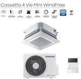 climatizzatore condizionatore inverter samsung cassetta 4 vie mini windfree 12000 btu r 32 ac035rnndkg con pannello e comando a filo novita