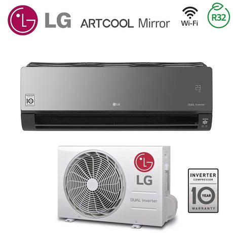 climatizzatore condizionatore lg inverter artcool mirror 12000 btu ac12bh r 32 wi fi integrato uv nano voice control classe a__ a_