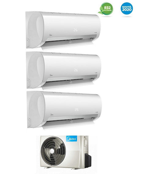 climatizzatore condizionatore midea trial split inverter serie prime 9_9_12 con m3o 27nf8 r 32 9000_9000_12000 btu