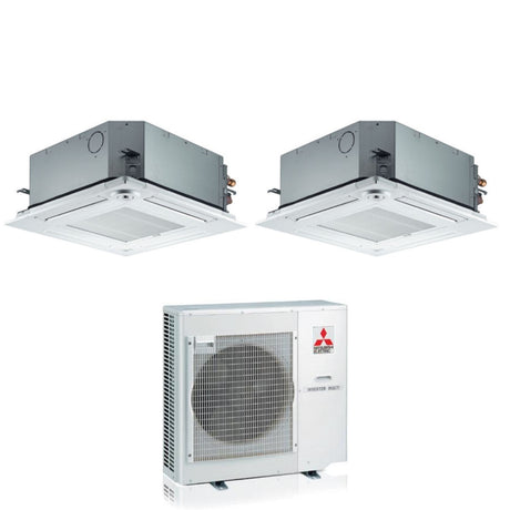 climatizzatore condizionatore mitsubishi electric dual split cassetta slz m 9_18 con mxz 4f72vf r 32 wi fi optional 9000_18000 con telecomando e griglia inclusa 4116