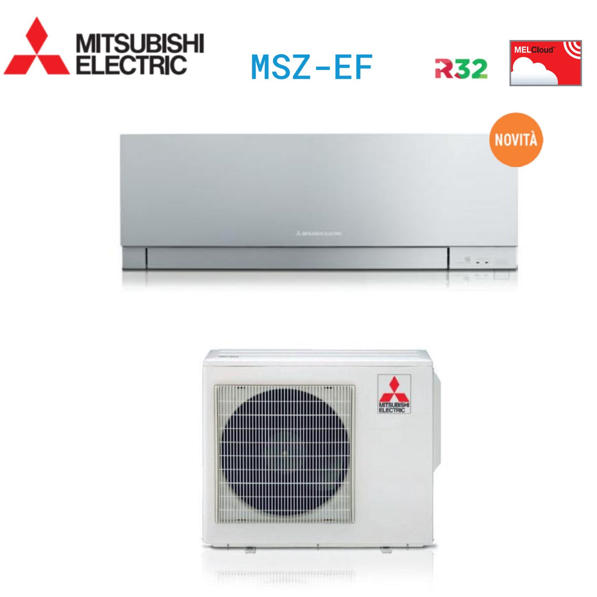 climatizzatore condizionatore mitsubishi electric inverter kirigamine zen r 32 silver 9000 btu msz ef25vgs grigio a___ novita