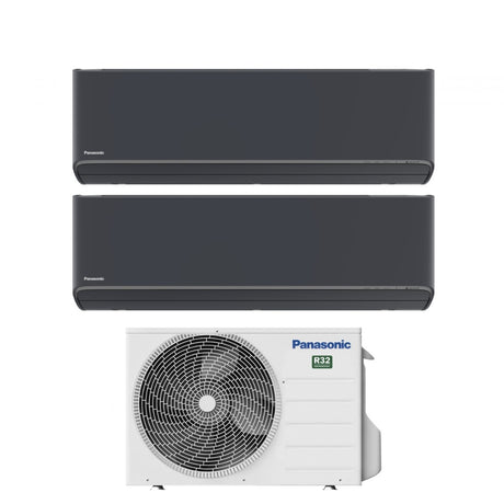 climatizzatore condizionatore panasonic dual split inverter serie etherea dark 7_7 con cu 2z35tbe r 32 wi fi integrato colore grigio grafite 7000_7000
